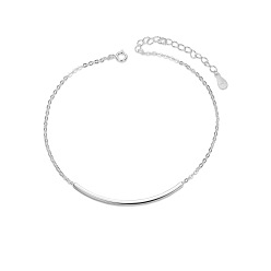 Platinum SHEGRACE Simple Fashion Rhodium Plated 925 Sterling Silver Anklet, with Tube Bead, Platinum, 200mm