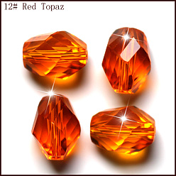 Темно-Оранжевый Имитация Австрийские кристаллические шарики, класс AAA, граненые, двухконусные, темно-оранжевый, 8x10.5 мм, отверстие : 0.9~1 мм