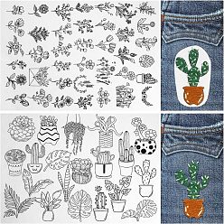 Cactus Bohemian Style Water Soluble Fabric, Wash Away Embroidery Stabilizer, Cactus, 297x210mm, 2 sheets/set