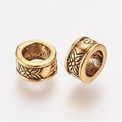 Antique Golden Tibetan Style Alloy European Beads, Ring, Antique Golden, 8x4.5mm, Hole: 5mm
