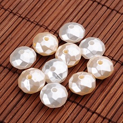 Color mezclado Facetado rondelle imitación perla acrílico cuentas, color mezclado, 13x8.5 mm, Agujero: 2 mm, sobre 570 unidades / 500 g