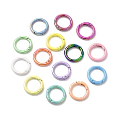 Mixed Color Spray Painted Alloy Spring Gate Ring, Rings, Mixed Color, 25x3.5mm
