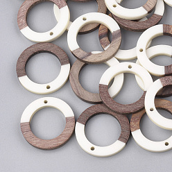 Blanc Pendentifs en bois de résine et de noyer, anneau, blanc, 28x3mm, Trou: 1.5mm