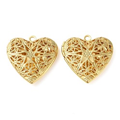 Golden Rack Plating Brass Locket Pendants, Photo Frame Charms for Necklaces, Lead Free & Cadmium Free, Long-Lasting Plated, Hollow Heart Charm, Golden, 26x25.5x7mm, Hole: 2mm, Inner Diameter: 28.5x26.5mm