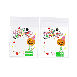 Linen Halloween Theme Plastic Bakeware Bag, with Self-adhesive, for Chocolate, Candy, Cookies, Square, Linen, 130x100x0.2mm, about 100pcs/bag
