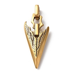 Antique Golden Ion Plating(IP) 304 Stainless Steel Pendants, Spearhead Arrow Weapon Charm, Antique Golden, 49x18.5x4.3mm, Hole: 5x6mm