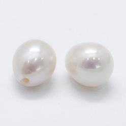 Floral White Natural Cultured Freshwater Pearl Beads, teardrop, Half Drilled, Floral White, 5~7x8~10mm, Hole: 0.8mm