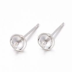 Silver 925 Sterling Silver Stud Earring Findings, Silver, Tray: 4mm, 13mm, pin: 0.7mm
