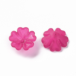 Camellia Transparent Frosted Acrylic Bead Caps, 5-Petal, Flower, Camellia, 16.5x6mm, Hole: 1.6mm, about 959pcs/500g