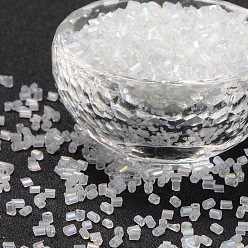 Clear 11/0 Glass Seed Beads, Hexagon, Two Cut, Clear, Size: about 2.2mm in diameter, about 37500pcs/Pound