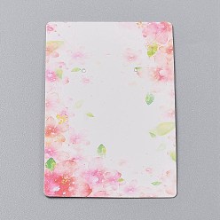 Цветок Картонных карт дисплей ювелирных изделий, для подвешивания сережек и ожерелий, прямоугольные, розовые, цветочным узором, 9x6x0.05 см, отверстие: 0.2 см, 100 шт / мешок