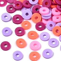 Rose Vieux Perles en fimo faits à la main, perles heishi, pour les fournitures de bricolage bijoux artisanat, disque / plat rond, vieux rose, 6x1mm, Trou: 2mm, environ26000 pcs / 1000 g