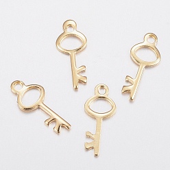 Golden 304 Stainless Steel Charms, Key, Golden, 15x6x0.8mm, Hole: 1.5mm
