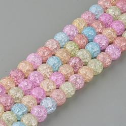 Colorful Synthetic Crackle Quartz Beads Strands, Round, Dyed, Colorful, 6mm, Hole: 1mm, about 66pcs/strand, 15.7 inch
