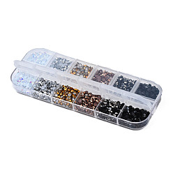 Silver Pointed Back Resin Rhinestone Cabochons, Nail Art Decoration Accessories, Diamond, Silver, 3x1mm, 6 colors, 500pcs/color, 3000pcs/box