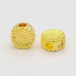 Золотой Сплавочные овальные бусины тибетского стиля , без свинца и без кадмия, цветок, золотые, 5.5x5.5x3 мм, отверстие : 1 мм