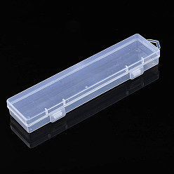 Clear Rectangle Polypropylene(PP) Bead Storage Containers, with Hinged Lid, for Jewelry Small Accessories, Cuboid, Clear, 21x4.8x2.3cm, Hole: 7x17mm, compartment: 40x191mm