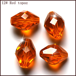 Dark Orange Imitation Austrian Crystal Beads, Grade AAA, Faceted, Bicone, Dark Orange, 6x9.5mm, Hole: 0.7~0.9mm