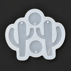 Blanc Moules en silicone pendentif bricolage, pour confection de boucles d'oreilles, moules de résine, outils de moule d'artisanat en argile, cactus, blanc, 68x79x5mm, Trou: 1.5mm