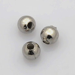 Couleur Acier Inoxydable Perles d'espacement rondes en acier inoxydable chirurgical, couleur inox, 316mm, Trou: 3mm