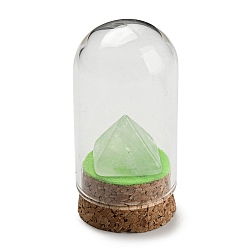 Quartz Crystal Natural Quartz Crystal Pyramid Display Decoration with Glass Dome Cloche Cover, Cork Base Bell Jar Ornaments for Home Decoration, 30x58.5~60mm