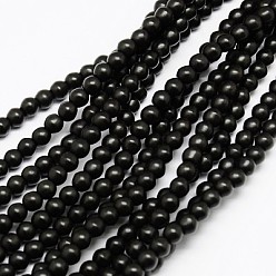 Черный Синтетических нитей бирюзовые бусы, окрашенные, круглые, чёрные, 10 мм, Отверстие : 1 мм , около 800 шт / 1000 г