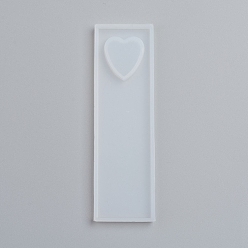 White Silicone Bookmark Molds, Resin Casting Molds, For UV Resin, Epoxy Resin Jewelry Making, Heart, White, 90x26x5mm, heart: 16x16mm