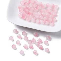 Pink Cuisson imitation peinte jade verre brins de perles rondes, deux tons, rose, 7.5~8mm, Trou: 1mm, Environ 109~111 pcs/chapelet, 30.94~31.26 pouce (78.6~79.4 cm)