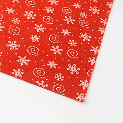 Red Snowflake & Helix Pattern Printed Non Woven Fabric Embroidery Needle Felt for DIY Crafts, Red, 30x30x0.1cm, 50pcs/bag