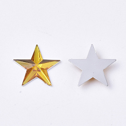 Gold Plastic Cabochons, Star, Gold, 13x14x1.5mm, about 2000pcs/bag