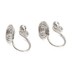 Platinum Brass Clip-on Earring Converters Findings, with Spiral Pad and Loop, for Non-pierced Ears, Platinum, 12x8mm, Hole: 1.4mm