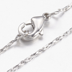 Платинированный Латунь цепи ожерелья, с карабин-лобстерами , Реальная платина, 17.7 дюйм (45 см)