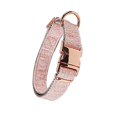 Pink Nylon Dog Collar with Rose Gold Iron Quick Release Buckle, Adjustable Safety Collar for Dog Pet, Pink, 350~500x20mm