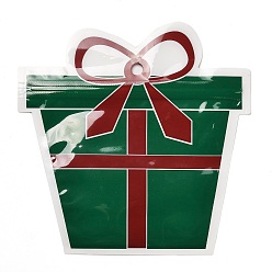 Vert Sacs en plastique à fermeture éclair, sacs d'emballage en forme de boîte cadeau de Noël, pochettes supérieures auto-scellantes, verte, 15.1x15.1 cm, épaisseur unilatérale : 0.03cm