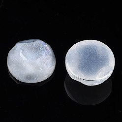 Marfil Cabochons de la resina transparente, cabujones de ondas de agua, con polvo del brillo, semicírculo, blanco cremoso, 17.5x7.5~8 mm