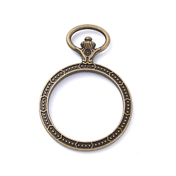 Antique Bronze Zinc Alloy Big Pendants, Open Back Bezel, for DIY UV Resin, Epoxy Resin, Pressed Flower Jewelry, Pocket Watch Bezel, Antique Bronze, 52x36x5mm, Hole: 13.5X8mm, inner diameter: 28.5mm 