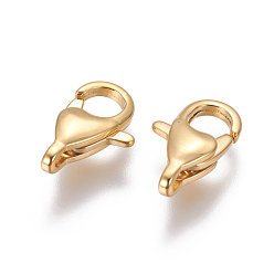 Golden 304 Stainless Steel Lobster Claw Clasps, Golden, 13x8.5x3.5mm, Hole: 1.2mm