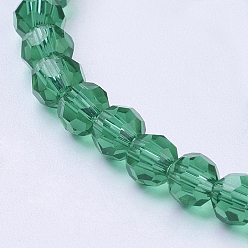 Bleu Vert Chapelets de perles en verre, à facettes (32 facettes), ronde, sarcelle, 8mm, Trou: 1.5mm, Environ 66~67 pcs/chapelet, 15.12 pouces ~ 15.35 pouces (38.4~39 cm)