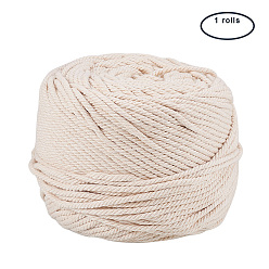 Navajo White Macrame Cotton Cord, Twisted Cotton Rope, for Wall Hanging, Plant Hangers, Crafts and Wedding Decorations, Navajo White, 4mm, about 109.36 yards(100m)/roll