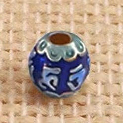 Blue Handmade Cloisonne Beads, Enamel, Round, Blue, 6mm