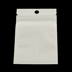 Белый Жемчужная пленка пластиковая сумка на молнии, многоразовые упаковочные пакеты, с отверстием для подвешивания, верхнего уплотнения, мешок с самоуплотнением, прямоугольные, белые, 15x10 см, Внутренняя мера: 11x9 см