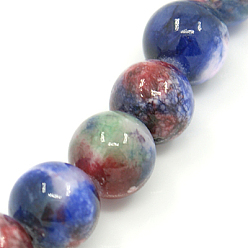 Bleu Marine Pekin naturelles perles de jade brins, teint, ronde, bleu marine, 6mm, Trou: 1mm, Environ 62 pcs/chapelet, 16 pouce