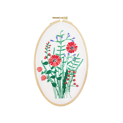 Flor Kits de inicio de bordado, incluyendo tela e hilo de bordado, aguja, hoja de instrucciones, flor, 300x270 mm