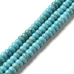Turquoise Natural Howlite Beads Strands, Dyed, Rondelle, Turquoise, 6x4mm, Hole: 1.2mm, about 87pcs/strand, 15.79 inch(40.1cm)