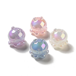 Couleur Mélangete Perles acryliques lumineuses, de couleur plaquée ab , glitter, pieuvre, couleur mixte, 17.3x16.1mm, Trou: 3.5mm