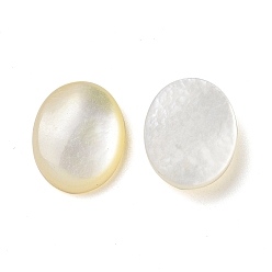 Dentelle Vieille Coquille jaune naturel cabochons, ovale, verge d'or pale, 10x8x2mm