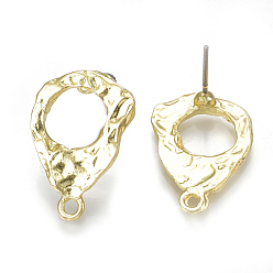 Light Gold Alloy Stud Earring Findings, with Loop, Steel Pins, Teardrop, Light Gold, 19.5x14mm, Hole: 1.5mm, Pin: 0.7mm