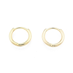 Real 18K Gold Plated Brass Huggie Hoop Earrings for Women, Nickel Free, Real 18K Gold Plated, 15 Gauge, 12x12.5x1.5mm, Pin: 0.7mm