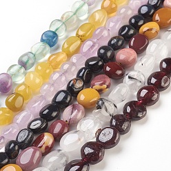 Mixed Stone Natural Gemstone Beads Strands, Tumbled Stone, Nuggets, 6~13x5~10x4~7mm, Hole: 0.8mm, about 37~56pcs/strand, 15.5~16.1 inch(39.5~41cm)