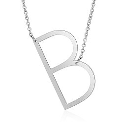 Letter B 201 colliers pendentifs initiaux en acier inoxydable, avec des chaînes câblées, lettre, letter.b, 17.3~18.3 pouces (44~46.5cm)x1.5mm, lettre b : mm